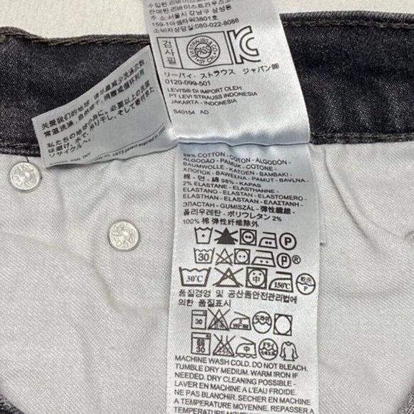 Levi's 505 Men's Black Grey Wash Jeans 36x32 Regular Fit Straight Leg 5 Pocket - Picture 12 of 15